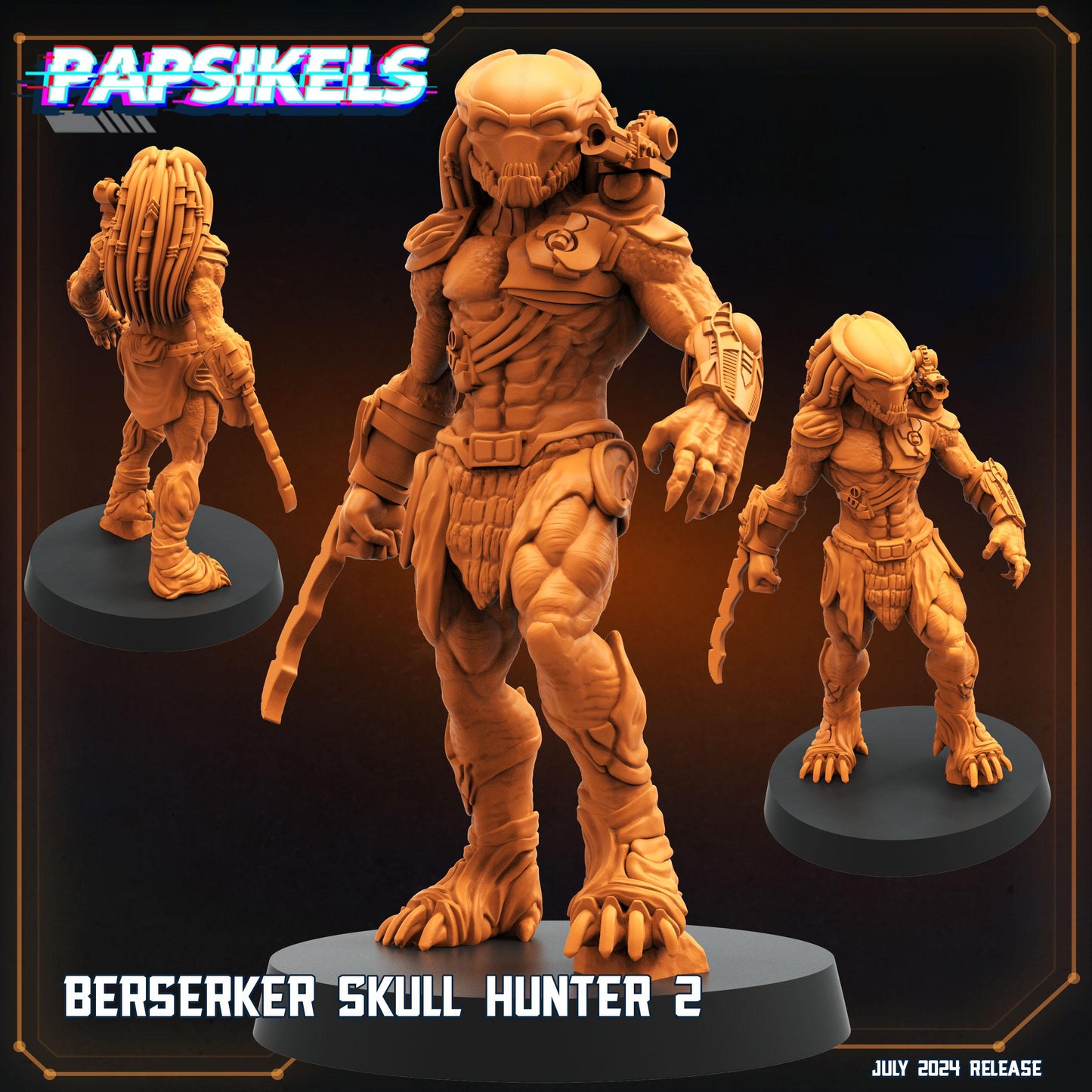 Berserker Skull Hunter 1-3 - Resin 3D Print Alien Miniature | RPG | Sci fi | Cyberpunk | Role Playing | DnD | Papsikel