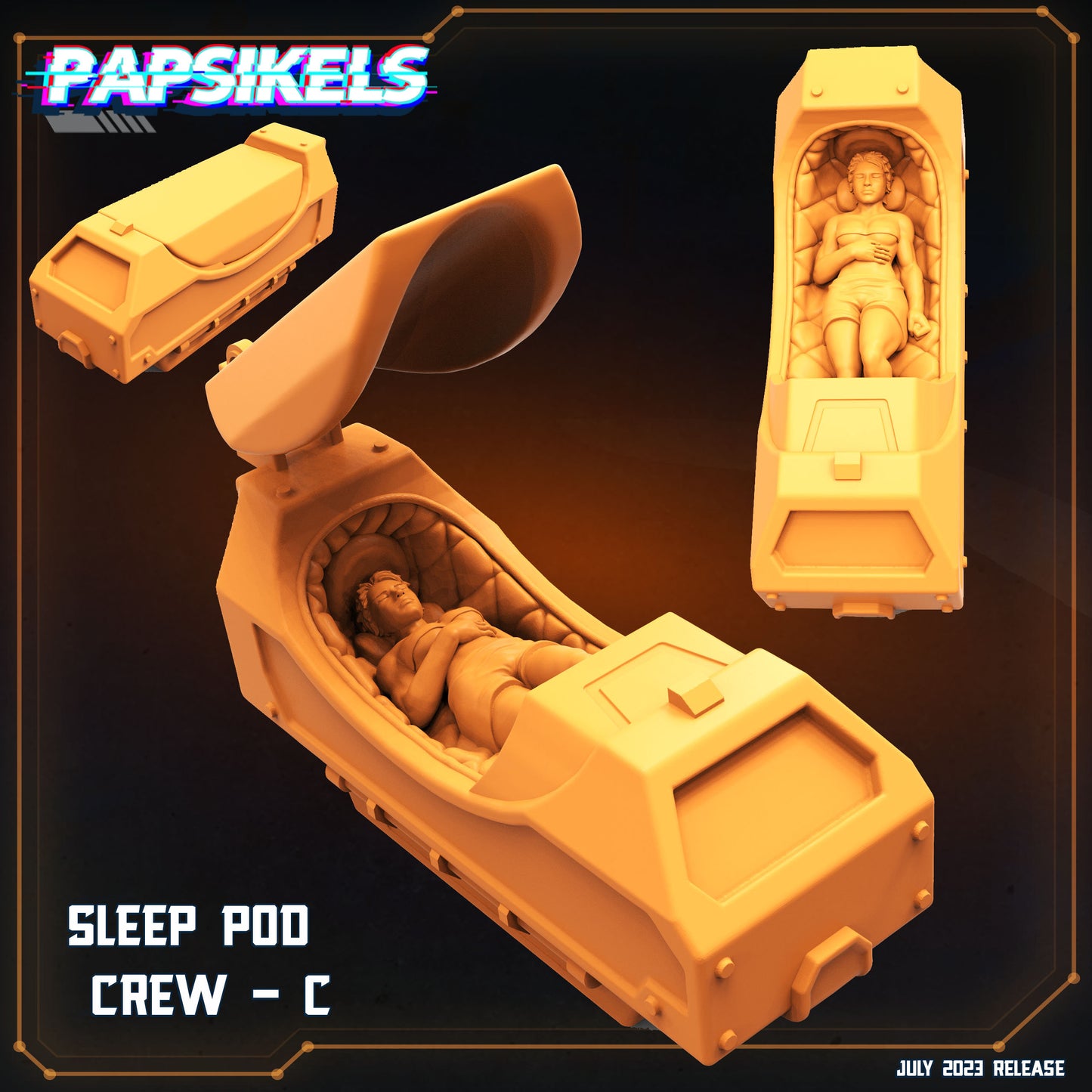 7pc Hibernating Station Sleep Pods - Resin 3D Print Miniature | RPG | Sci fi | Cyberpunk | Role Playing | DnD | Papsikel Xenowars