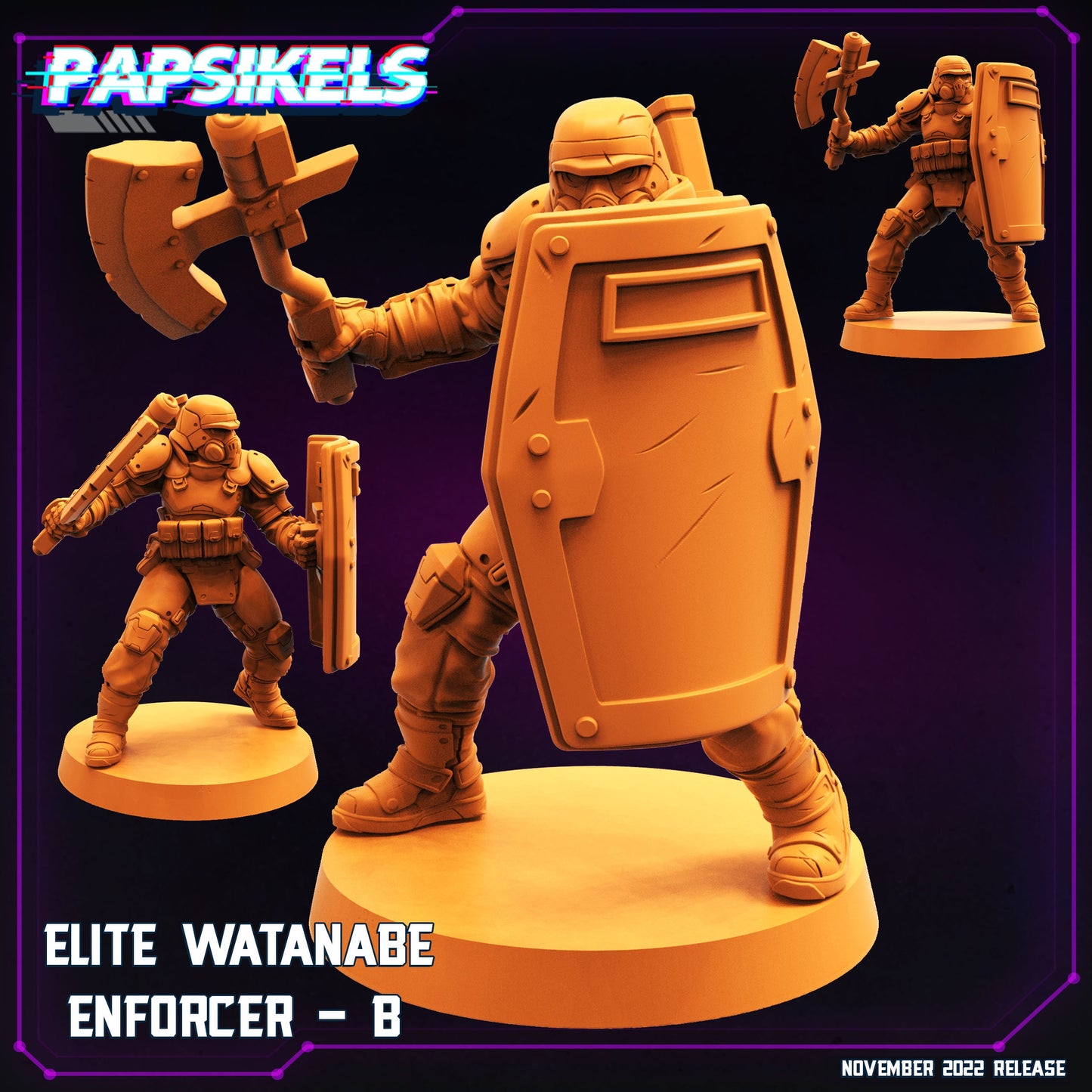 5pc Elite Watanabe Enforcers - 32mm Scale Alien Miniature | RPG | Sci fi | Cyberpunk | Role Playing | DnD | Papsikel