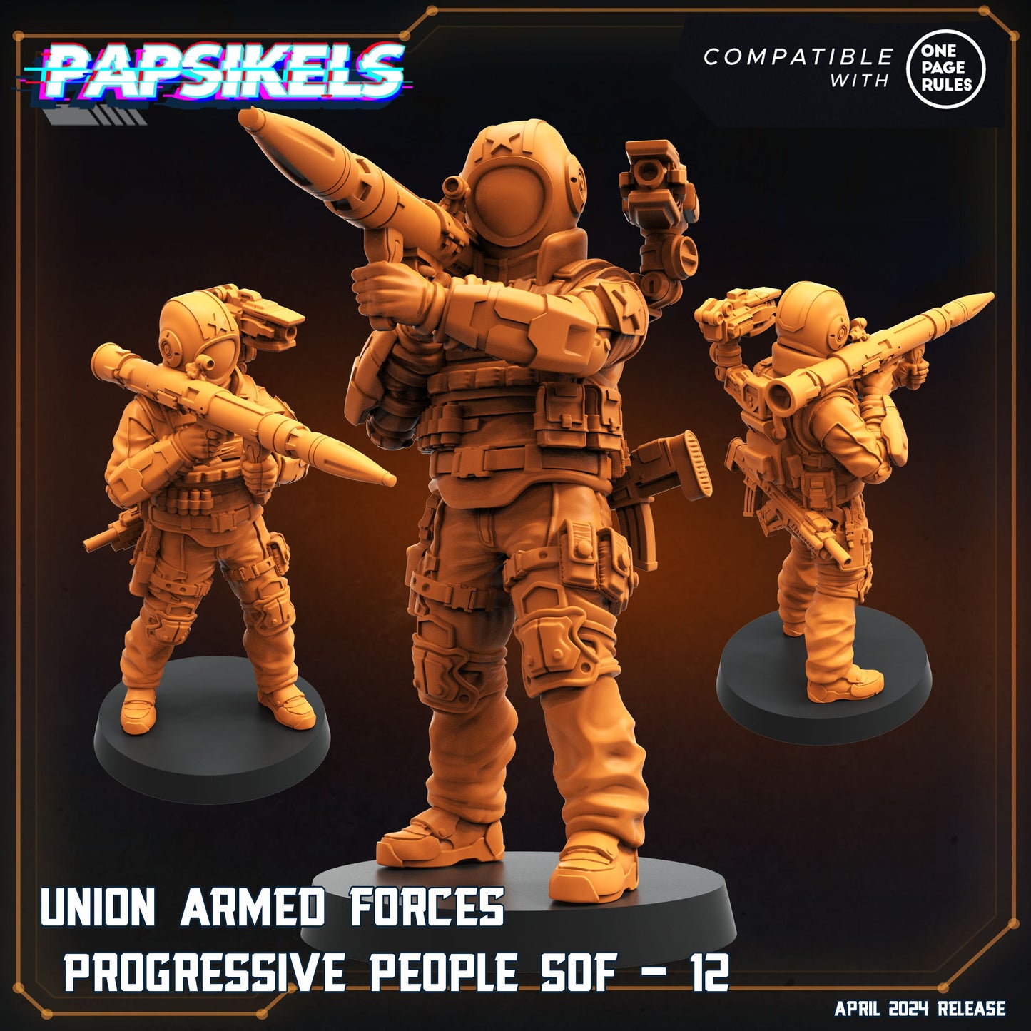 Union Armed Progressive People 7-12 - 32mm Scale Alien Miniature | RPG | Sci fi | Role Playing | DnD | Papsikel