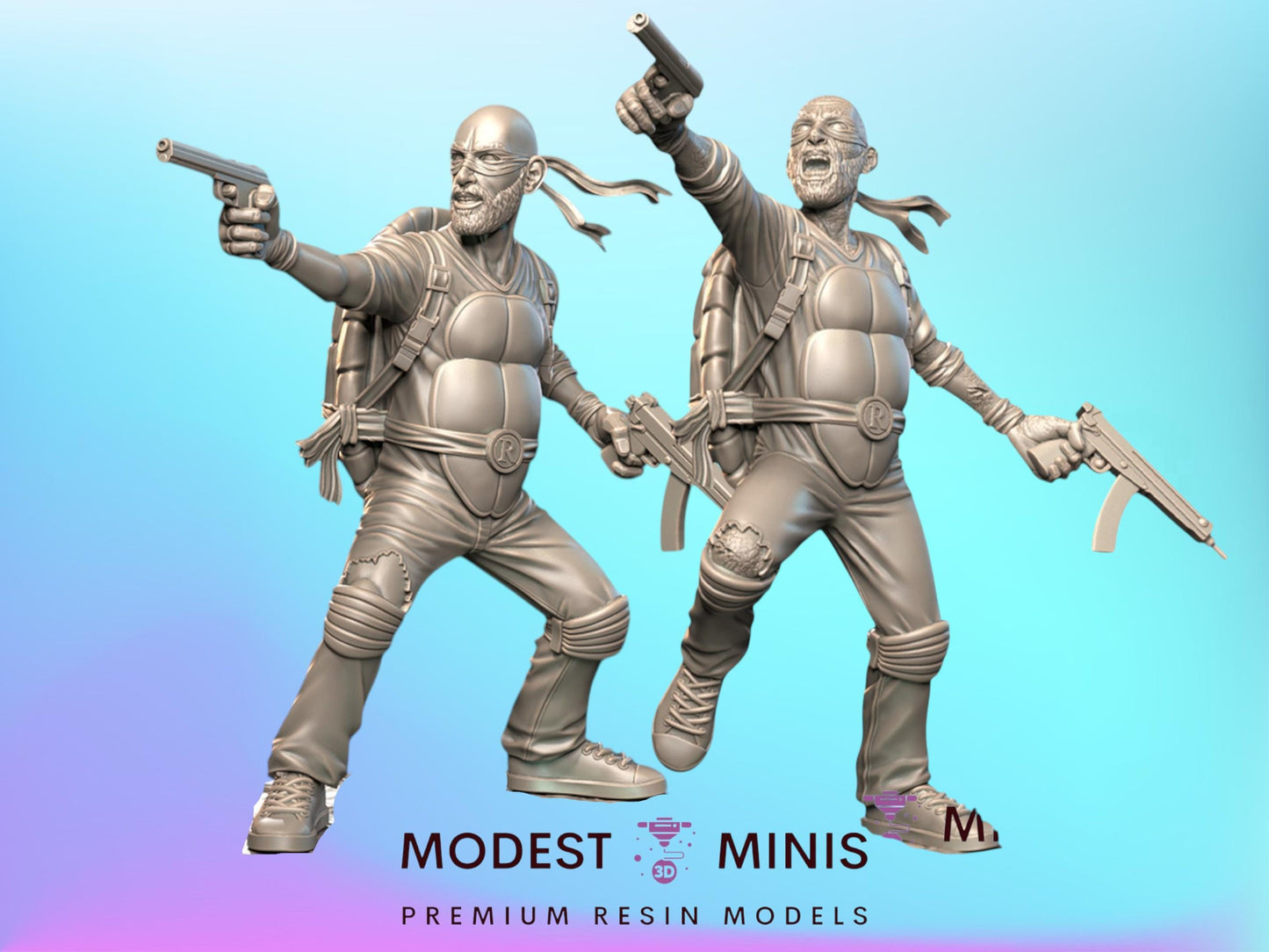 Turtleocalypse Survivor and Zombie - 28mm 30mm 32mm - Wasteland | Zombicide | Walking Dead | Zombie Con