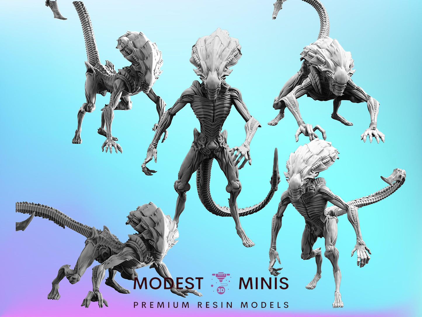 Xeno Prowler - 28mm 32mm Scale Alien Miniature | RPG | Sci fi | Cyberpunk | Role Playing | DnD | Papsikel