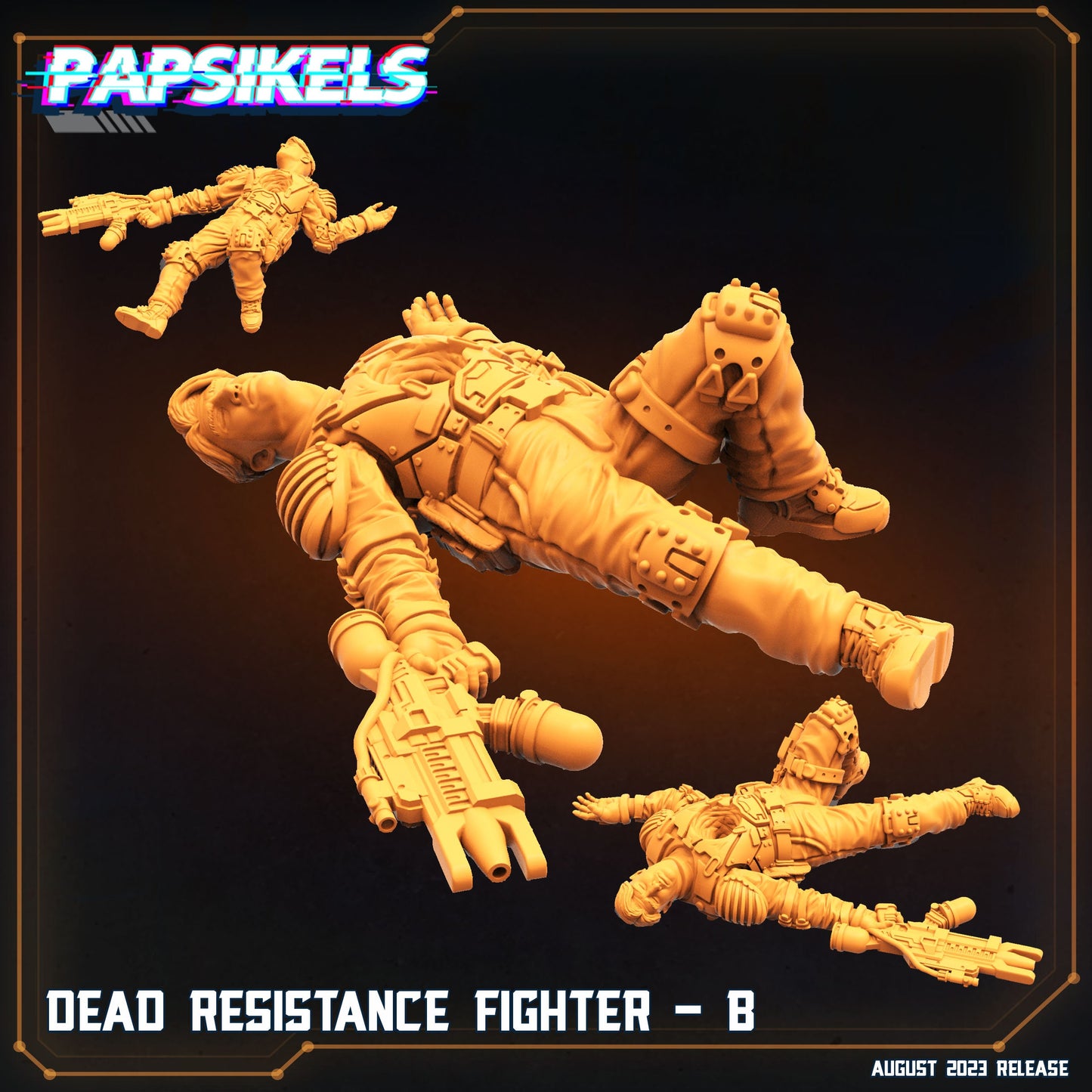 3pc Dead Resistance Fighter - 32mm Scale Alien Miniature | RPG | Sci fi | Cyberpunk | Role Playing | DnD | Papsikel