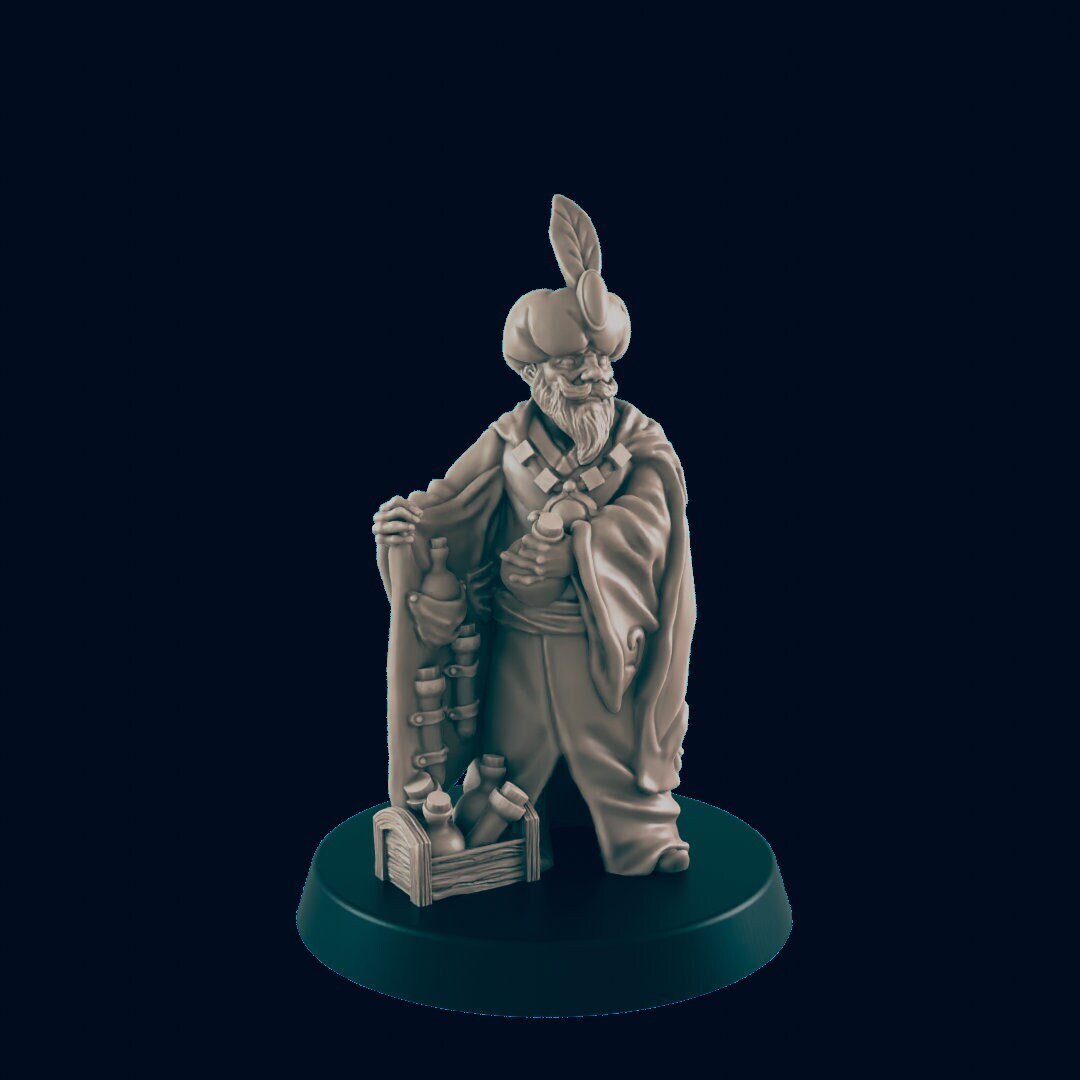 NPC Human Male Alchemist - 25mm - 75mm Scale | DnD | EC3D Fantasy Mini | Townsfolk