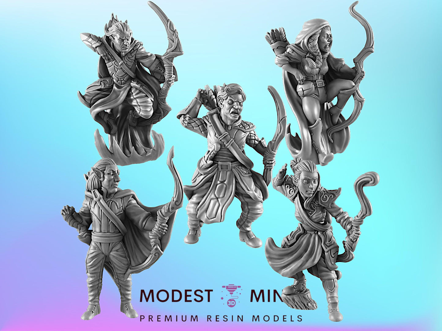 Ranger Heroes  | 25mm - 100mm Scale | DnD | EC3D Fantasy Mini | Everyday Heroes