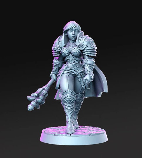 Caliope Female Paladin - 32mm Scale DnD Miniature | Dungeons and Dragons | JRPG Mini - RN Estudio