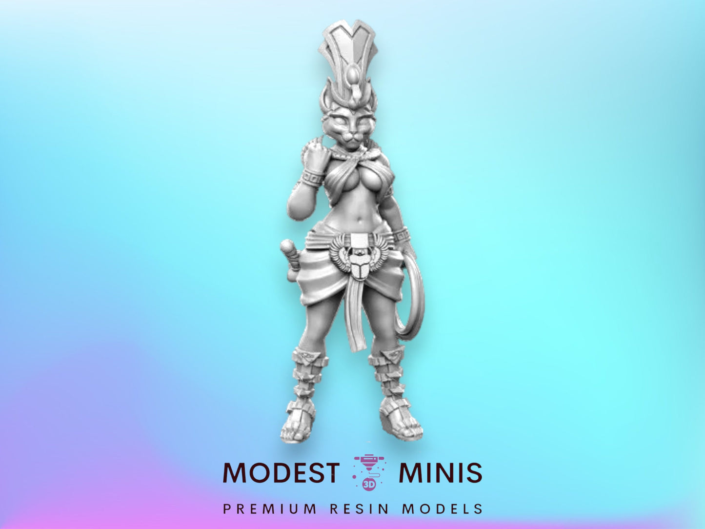 Cathramun Tabaxi Princess - 32mm Scale DnD Miniature | Dungeons and Dragons | JRPG Mini - RN Estudio