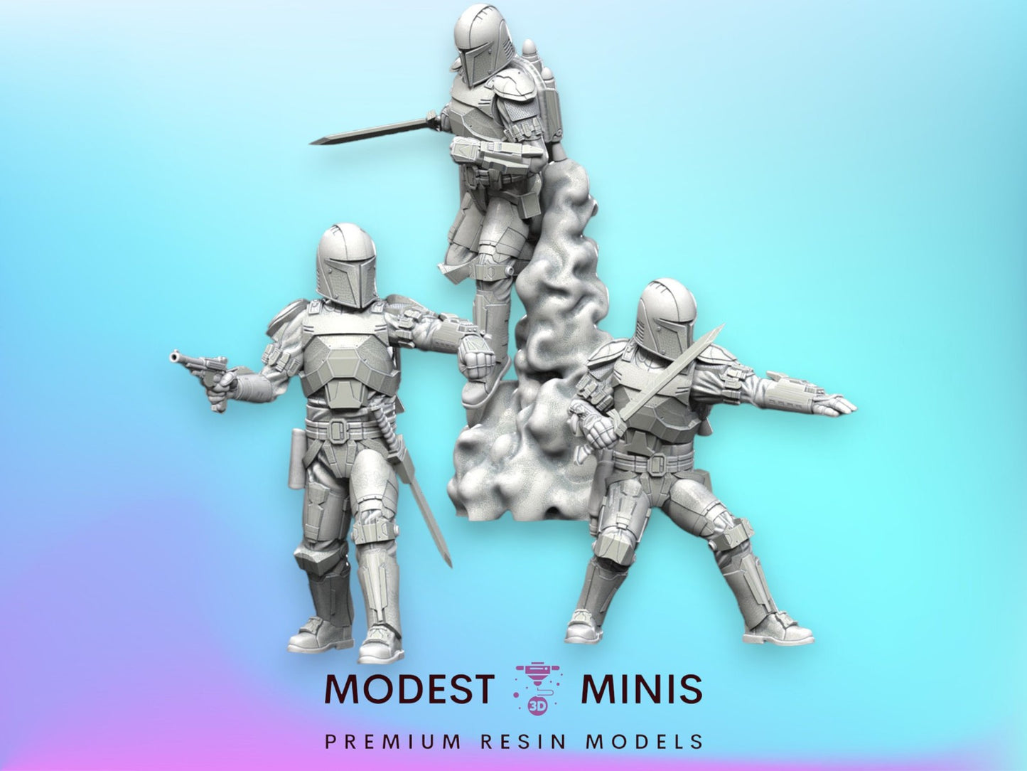 3pc Mando Assassins - 28mm - 40mm Scale | Blue Wolf Star Wars Legion Mini