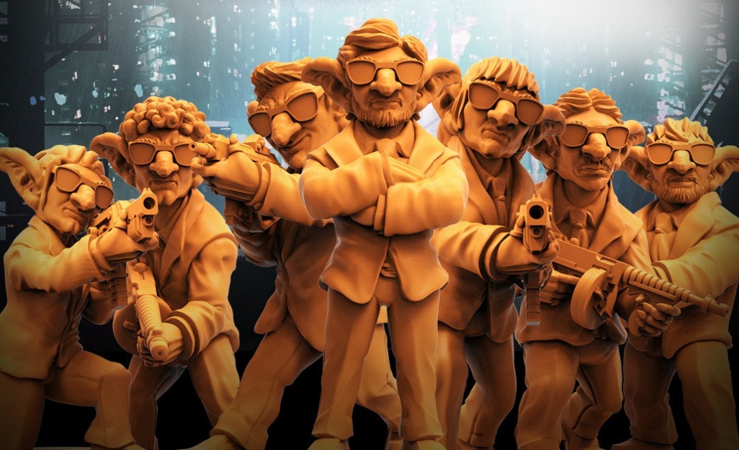 8pc Cybergoblins Heist - 32mm Scale Cyberpunk Miniature  | Law Upholders | Papsikels