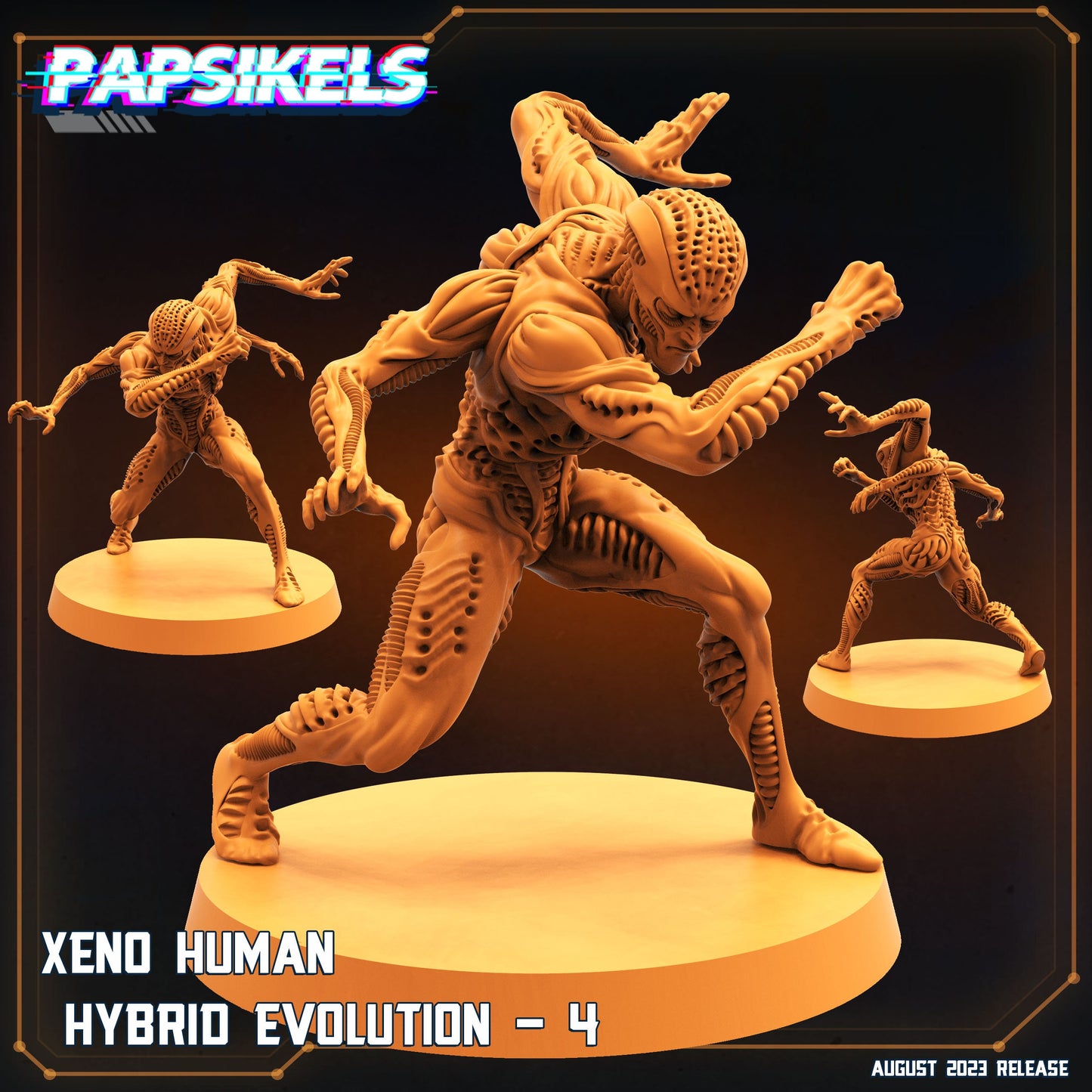 Xeno Human Hybrid Evolutions - 32mm Scale Alien Miniature | RPG | Sci fi | Law Upholders | Role Playing | DnD | Papsikel