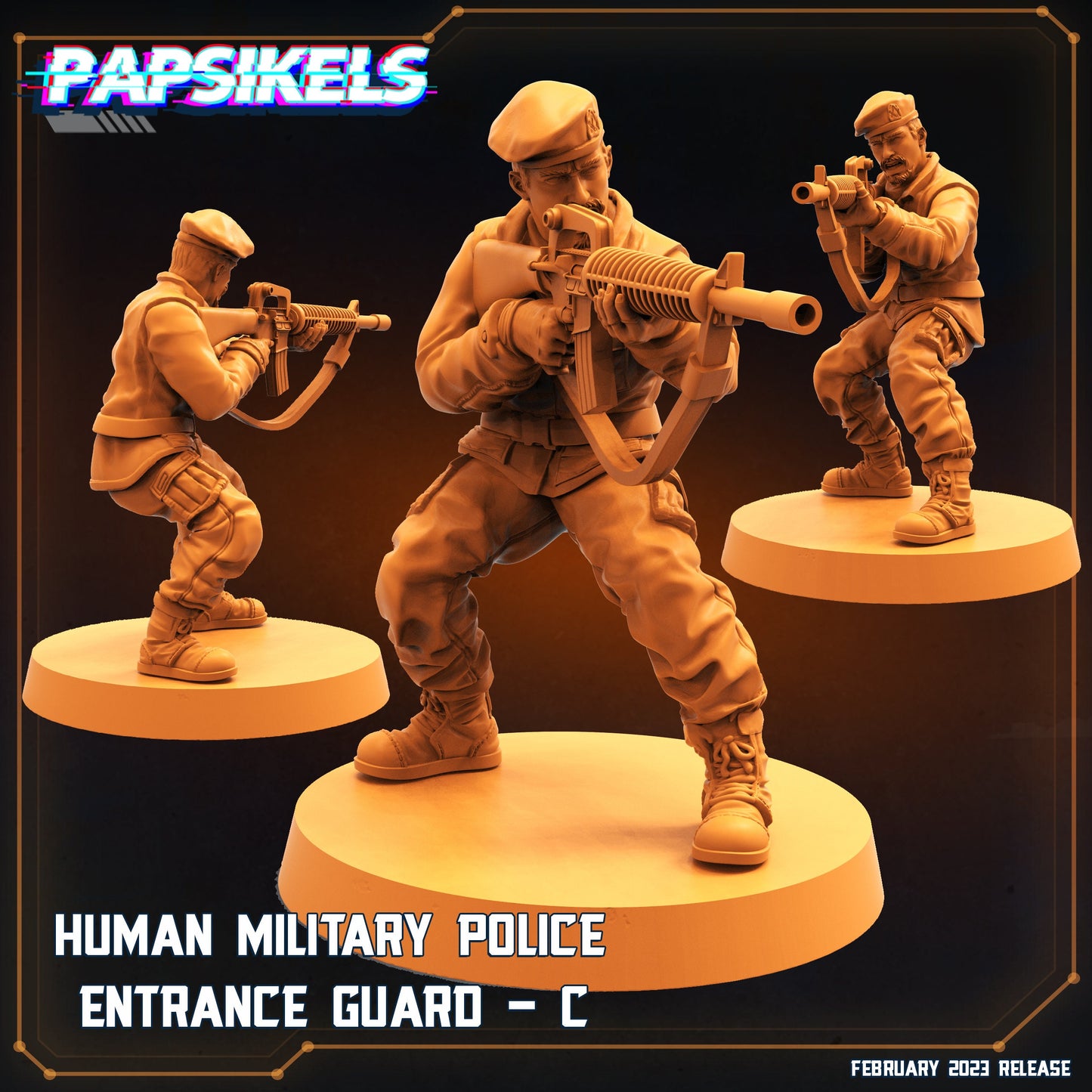 5pc Military Police Entrance Guard - Resin 3D Print Miniature | RPG | Sci fi | Cyberpunk | Role Playing | DnD | Papsikel Star Entrance