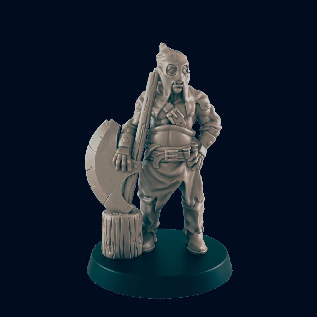 NPC Half Orc Male Executioner - 25mm - 75mm Scale | DnD | EC3D Fantasy Mini | Townsfolk