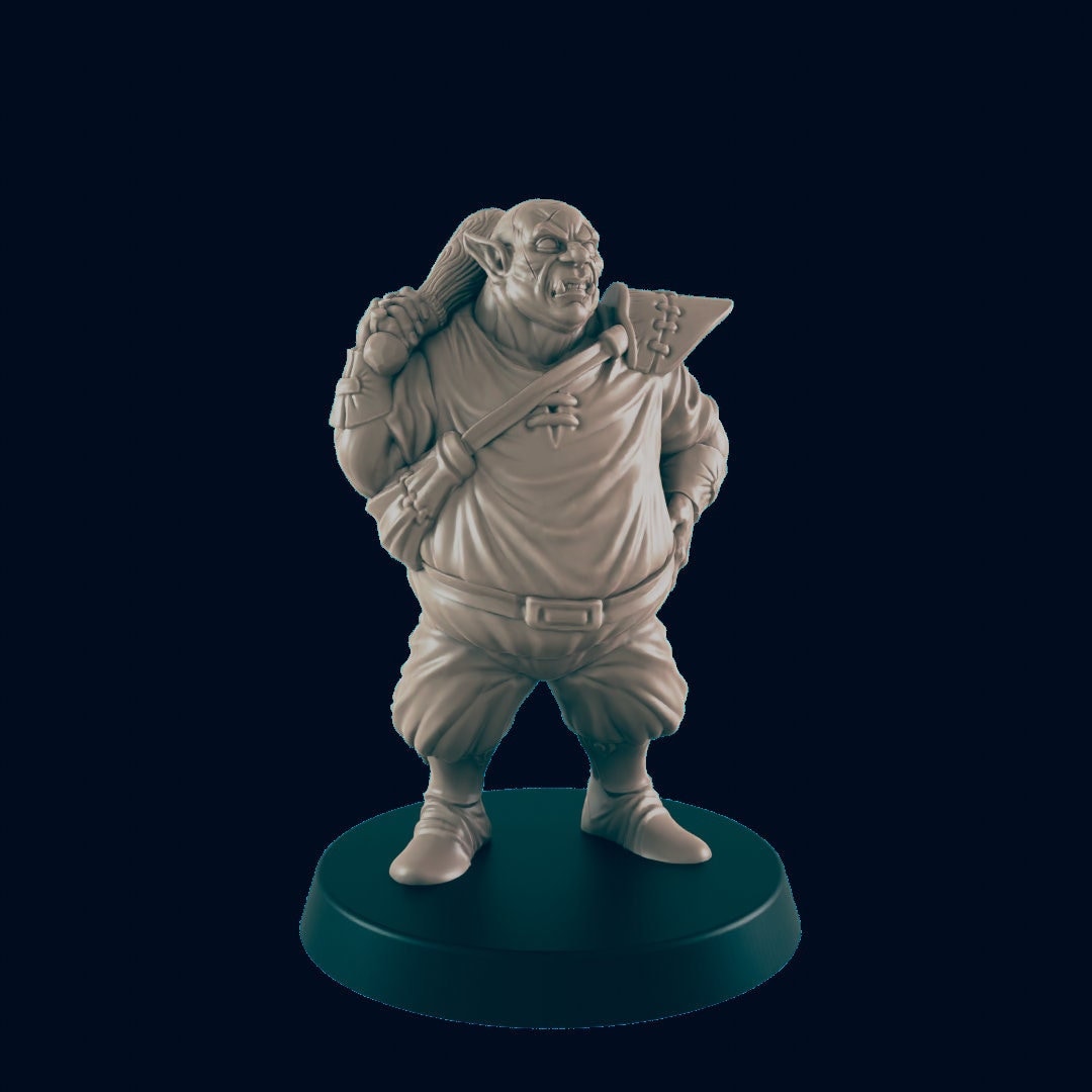 NPC Orc Male Bouncer - 25mm - 75mm Scale | DnD | EC3D Fantasy Mini | Townsfolk