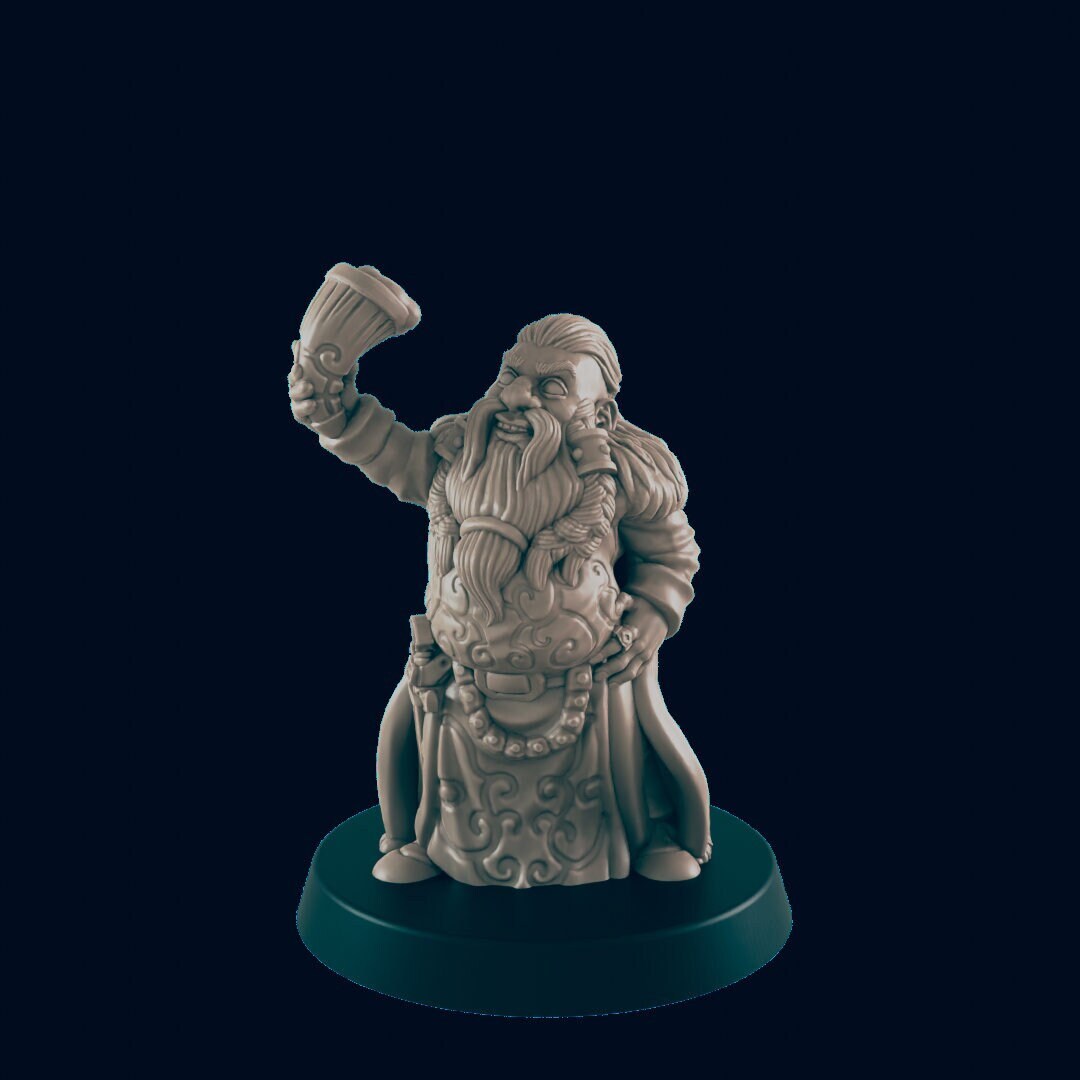 NPC Dwarf Male Noble - 25mm - 75mm Scale | DnD | EC3D Fantasy Mini | Townsfolk