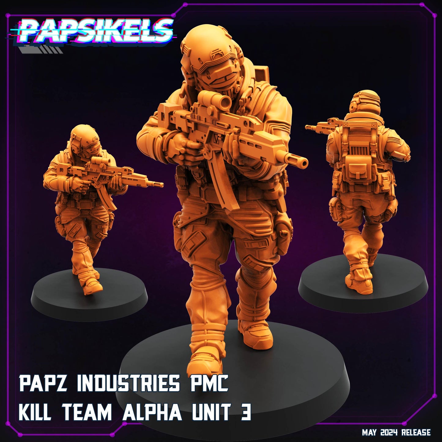PMC Kill Team Alpha Squad - 32mm Scale Cyberpunk Mini  | Papsikels
