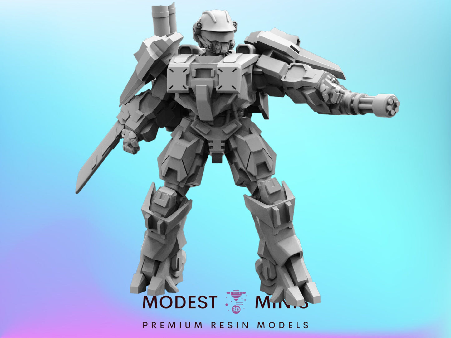 Marine Exo Suit Trooper B - 32mm Scale Miniature | RPG | Sci fi | Cyberpunk | Role Playing | Papsikel