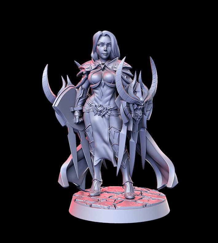 Female Death Knight Sheah - 28mm 32mm Scale DnD Miniature | Dungeons and Dragons | Witcher Contract - RN Estudio