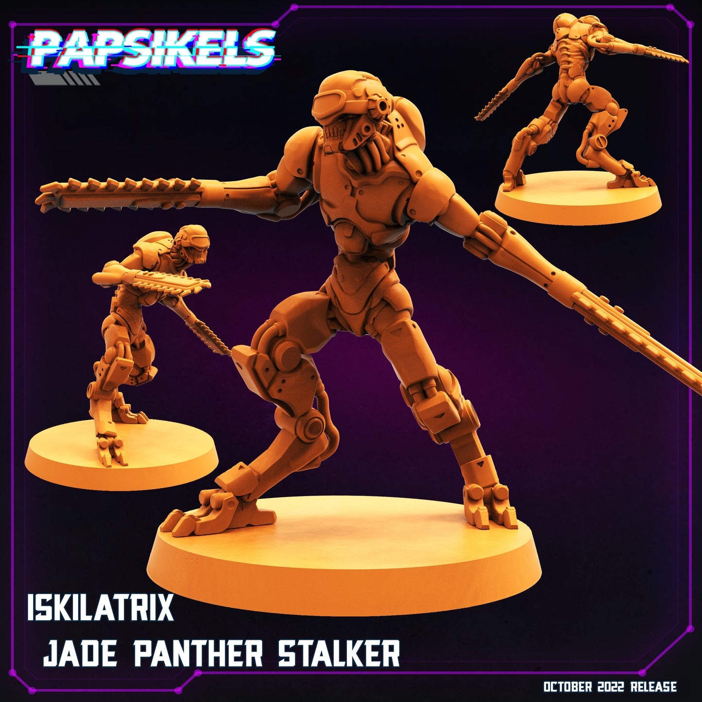 Iskilatrix Jade Panther Stalker Cyberpunk - 32mm Scale Alien Miniature  | Batang City | Papsikels