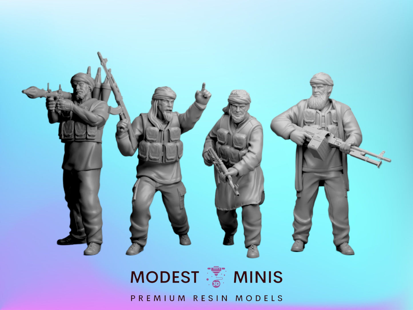 4pc Mena Rebels - 28mm Scale Resin Military Miniature | Zona Alfa | Spectre Ops Mini
