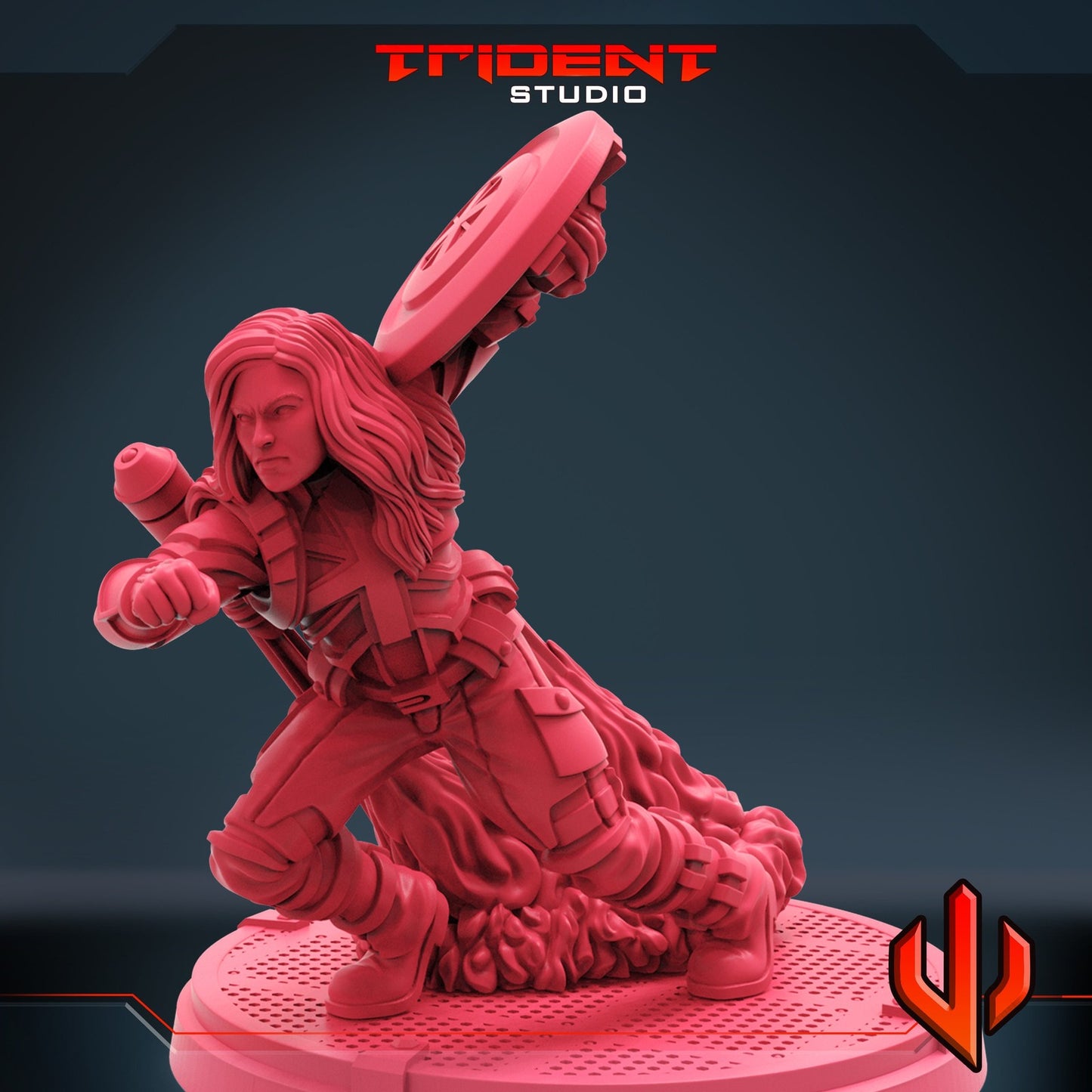 Captain Excalibur D - 40mm  Miniature | Crisis Protocol Proxy | Trident