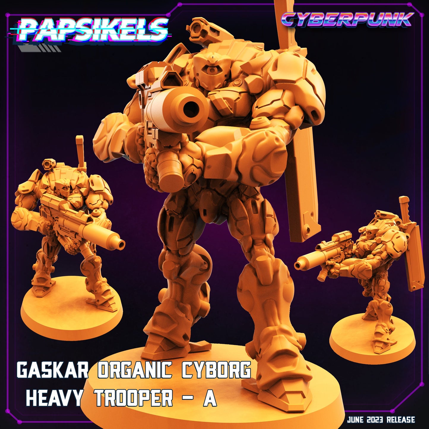 4pc Organic Cyborg Heavy Troopers - Resin Cyberpunk Miniature  | Papsikels