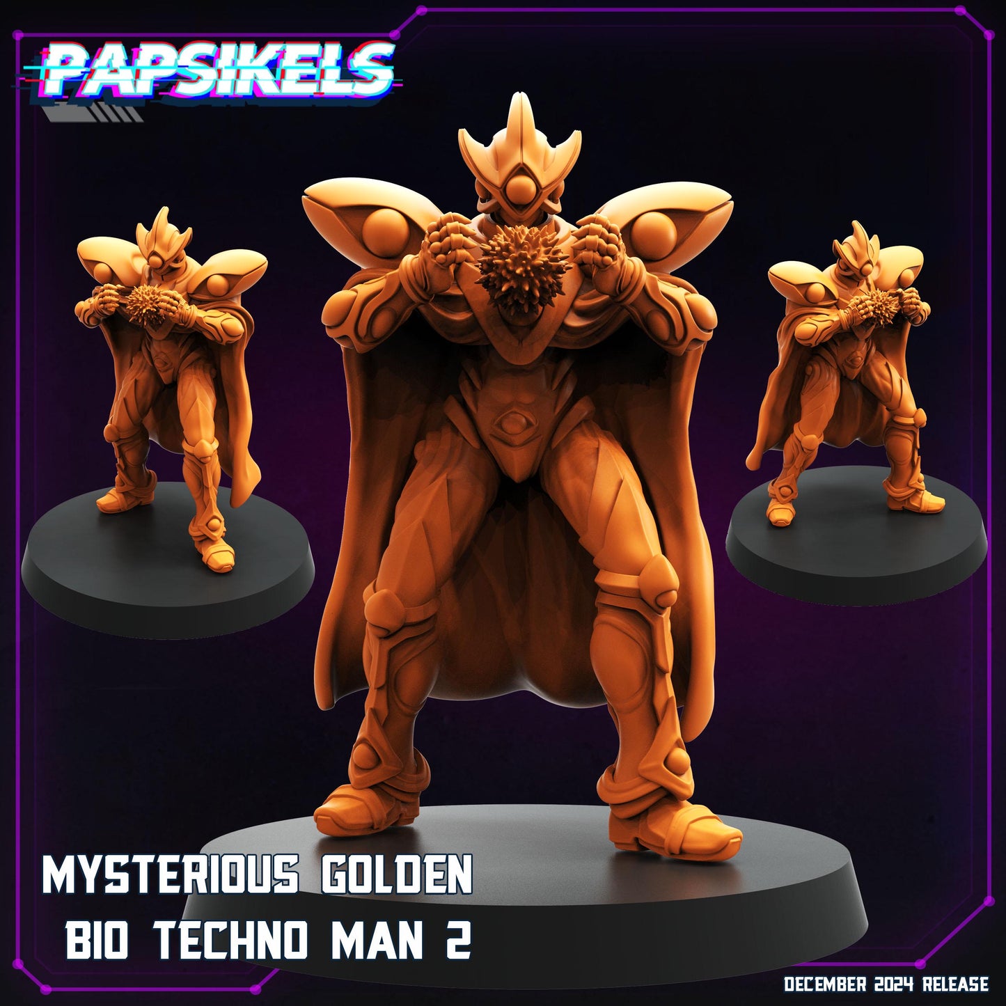 Mysterious Golden Bio Techno Man - 28mm 32mm 40mm Scale Cyberpunk Miniature  | Papsikels