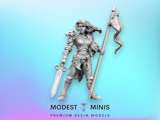 Brunhilda Female Knight - 32mm Scale DnD Miniature | Dungeons and Dragons | JRPG Mini - RN Estudio