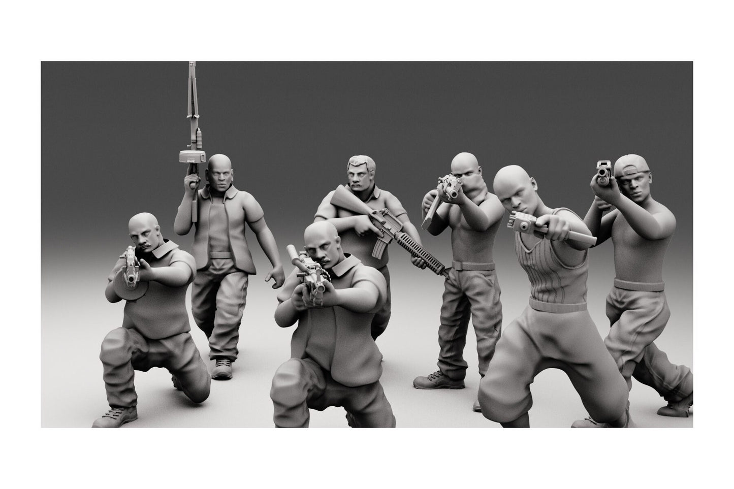 7pc Cartel Gang - 28mm Scale Resin Military Miniature | Zona Alfa | Spectre Ops Mini