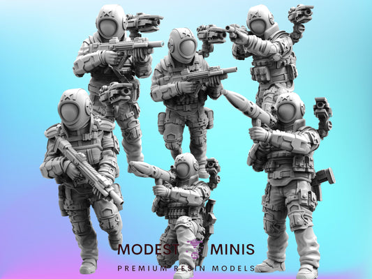 Union Armed Progressive People 7-12 - 32mm Scale Alien Miniature | RPG | Sci fi | Role Playing | DnD | Papsikel