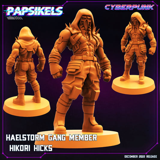 Haelstorm Gang Member Hikori Hicks - 32mm Scale Cyberpunk  Mini  | Batang City | Papsikels