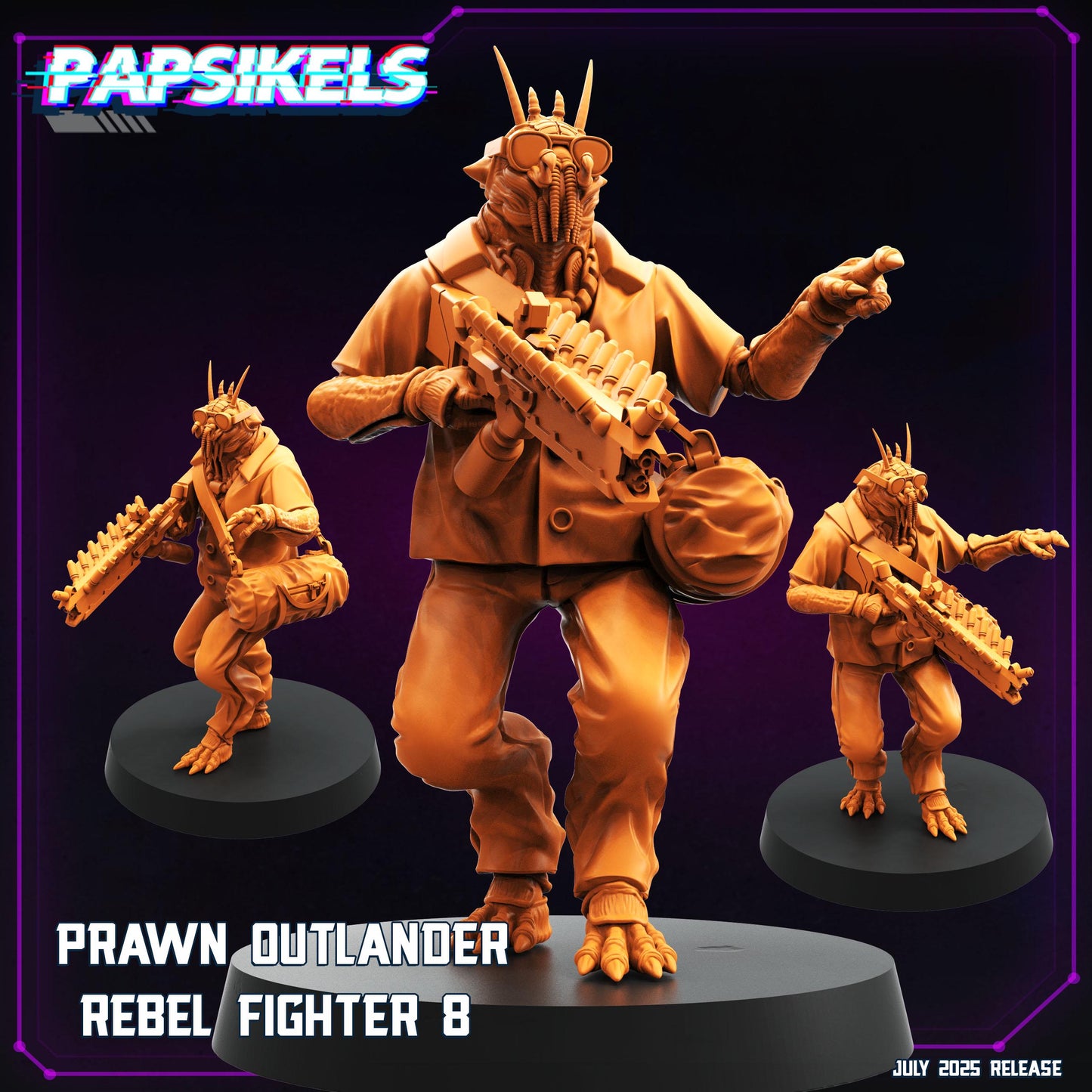 Prawn Outlander Rebel Figher 5-9 - 28mm 32mm 40mm Scale Cyberpunk Miniature  | Papsikels