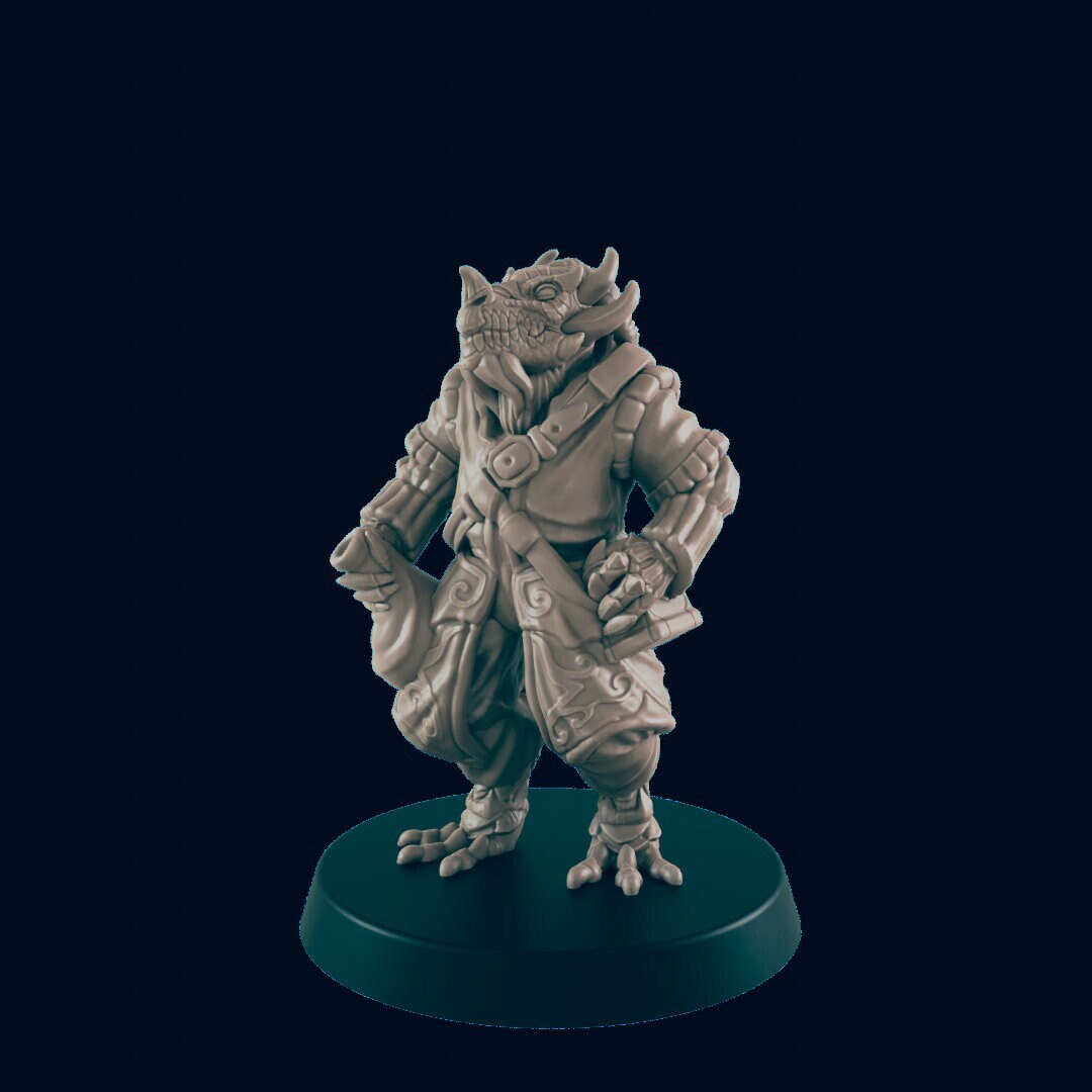 NPC Dragonborn Male Merchant - 25mm - 75mm Scale | DnD | EC3D Fantasy Mini | Townsfolk