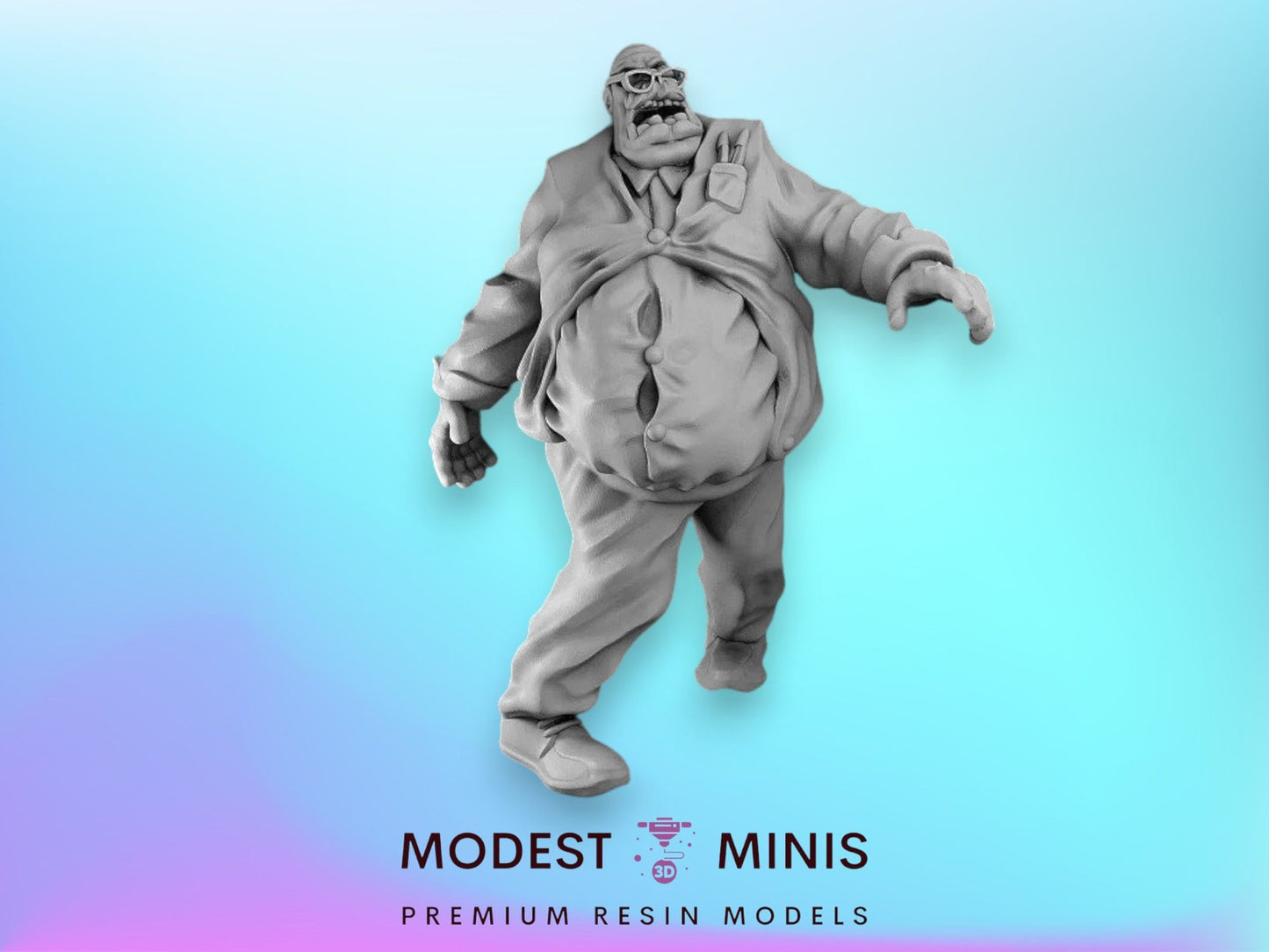 Zombie Fatty Teacher | 28mm - 100mm Scale Resin Mini | Zombicide | Vaultz