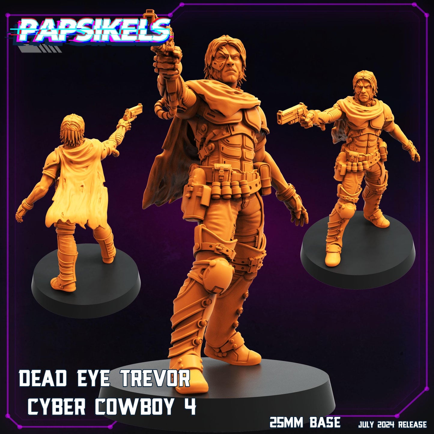 Dead Eye Trevor Cyber Cowboy - Resin 3D Print Alien Miniature | RPG | Sci fi | Cyberpunk | Role Playing | DnD | Papsikel