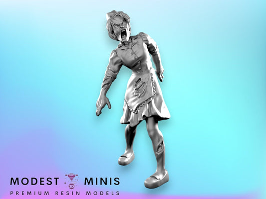Zombie Waitress | 28mm - 100mm Scale Resin Mini | Zombicide | Vaultz