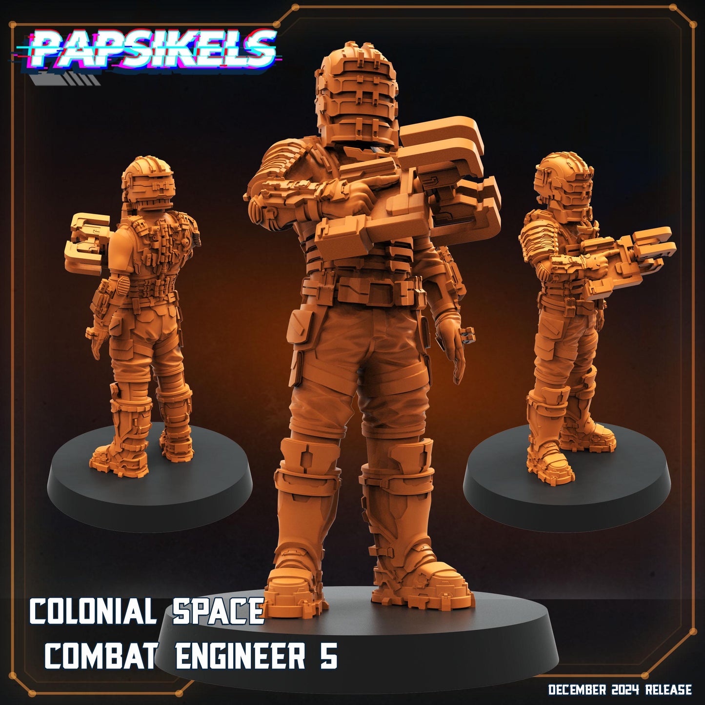 7pc Combat Engineer - 32mm Scale Cyberpunk Miniature | RPG | Sci fi | AvP | Role Playing | DnD | Papsikel