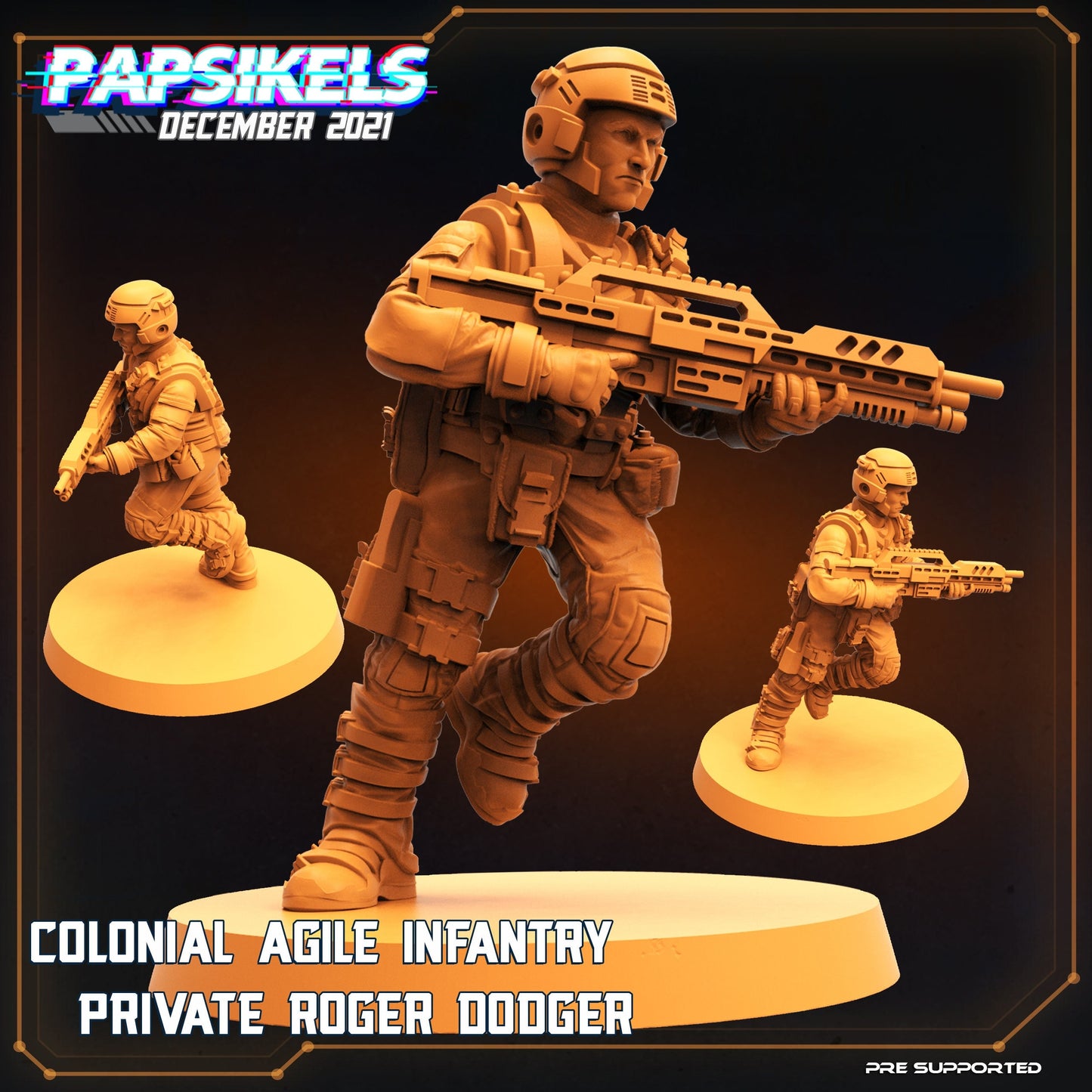 Private Roger Dodger - 32mm Scale Alien Miniature | RPG | Sci fi | Cyberpunk | Role Playing | DnD | Papsikel