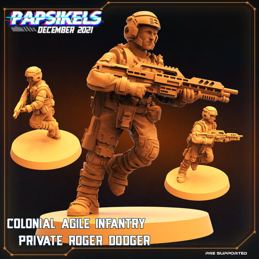 Private Roger Dodger - 32mm Scale Alien Miniature | RPG | Sci fi | Cyberpunk | Role Playing | DnD | Papsikel