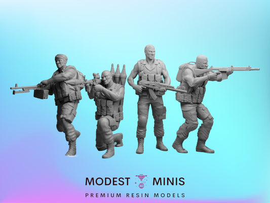 4pc African Militia - 28mm Scale Resin Military Miniature | Zona Alfa | Spectre Ops Mini