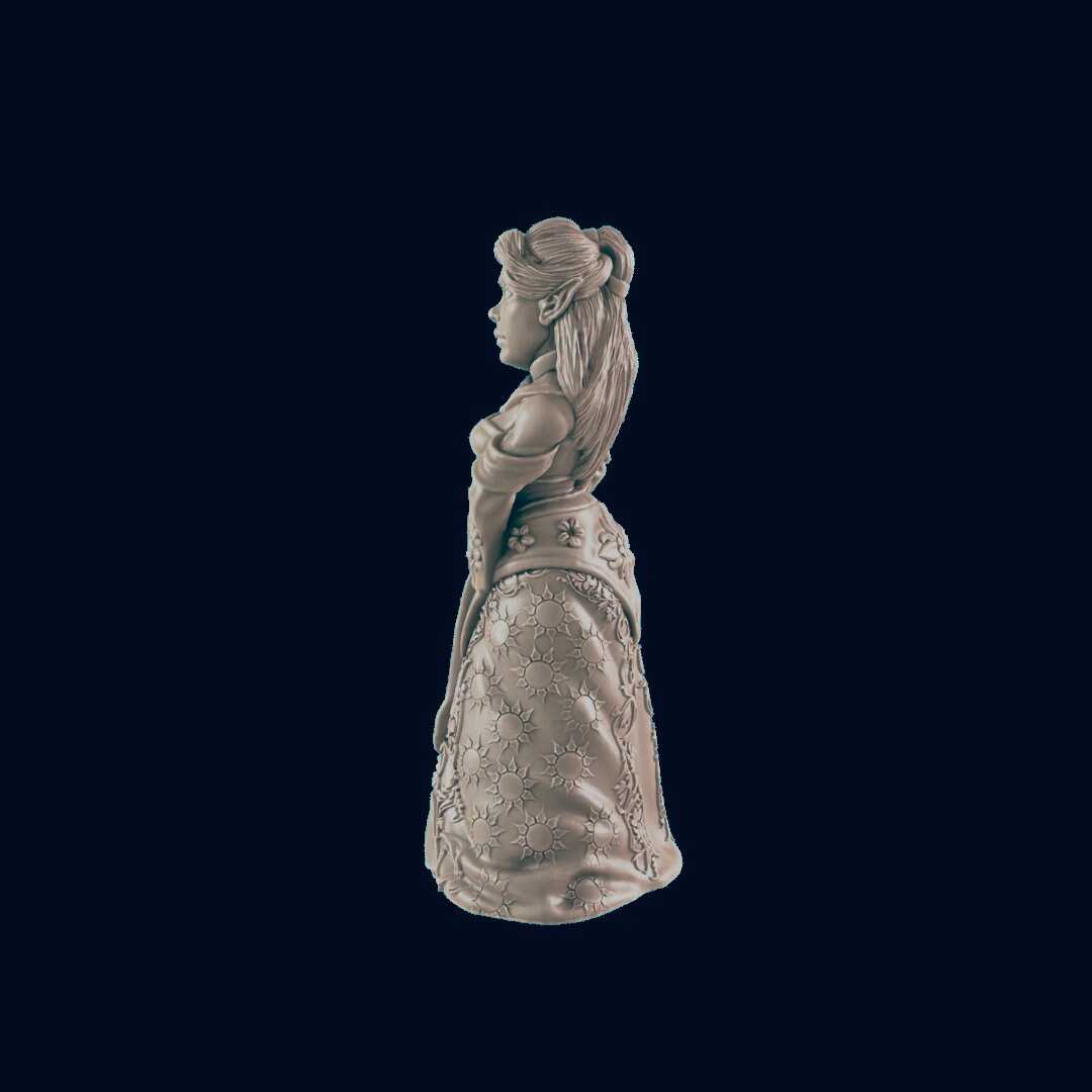 NPC Elven Female Noble - 25mm - 75mm Scale | DnD | EC3D Fantasy Mini | Townsfolk