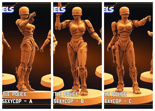 Series 5 Sexycop A-C Robot - 32mm Scale Miniature | RPG | Sci fi | Cyberpunk | Role Playing | Papsikel