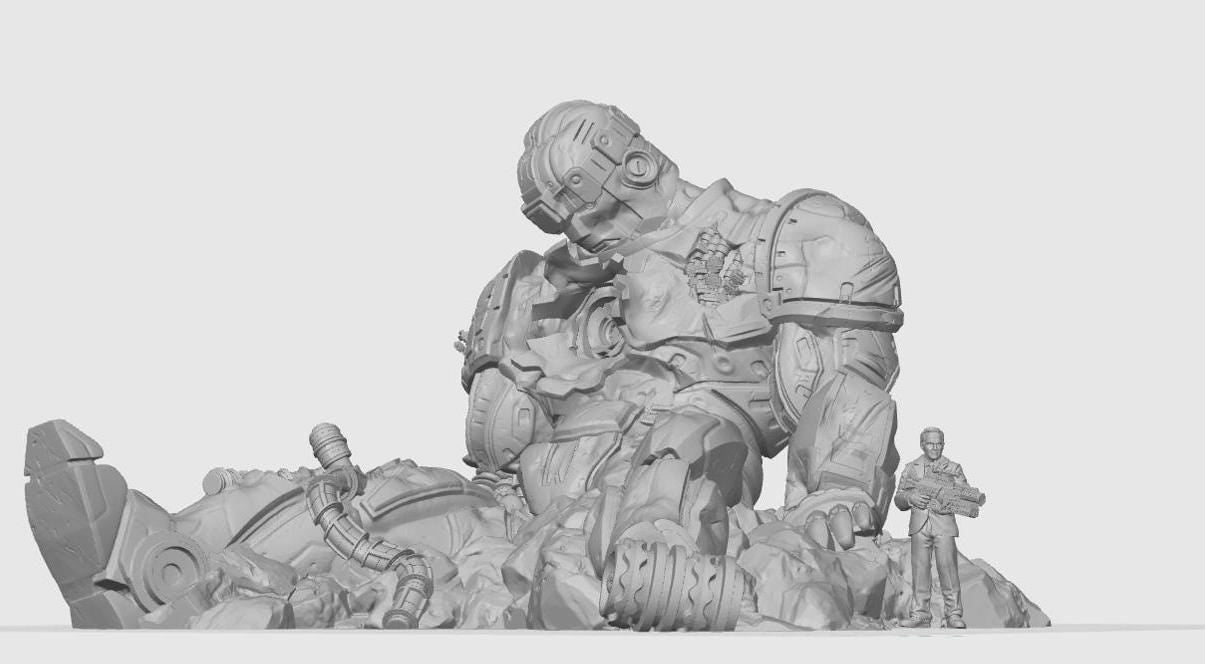 Destroyed Giant Killer Bot | 28mm - 40mm Scale | Survivor Terrain | Superhero Scatter | Sci Fi Terrain | C27 Protocol