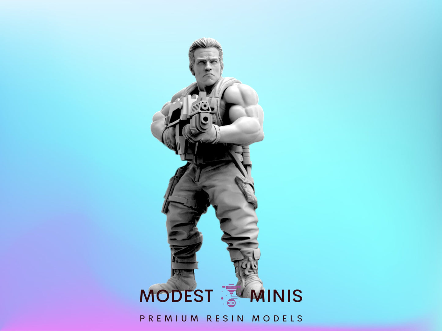 Human Hunter Arnie Beat Rifle - Resin 3D Print Alien Miniature | RPG | Sci fi | Cyberpunk | Role Playing | DnD | Papsikel