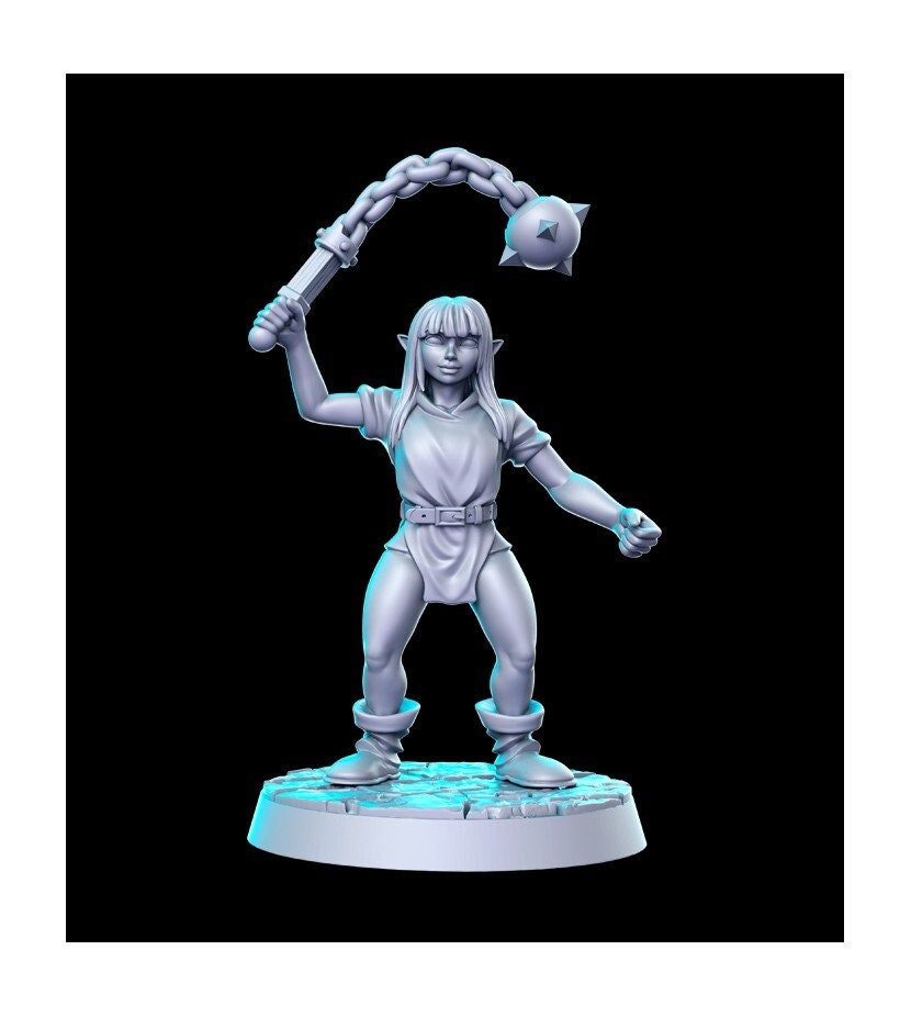 Heroine Quest Goblin Morning Star Female - 28mm 32mm Scale DnD Miniature | Dungeons and Dragons | RN Estudio