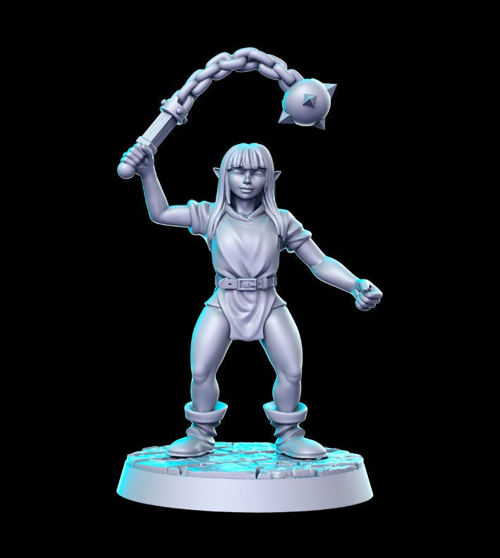 Heroine Quest Goblin Morning Star Female - 28mm 32mm Scale DnD Miniature | Dungeons and Dragons | RN Estudio
