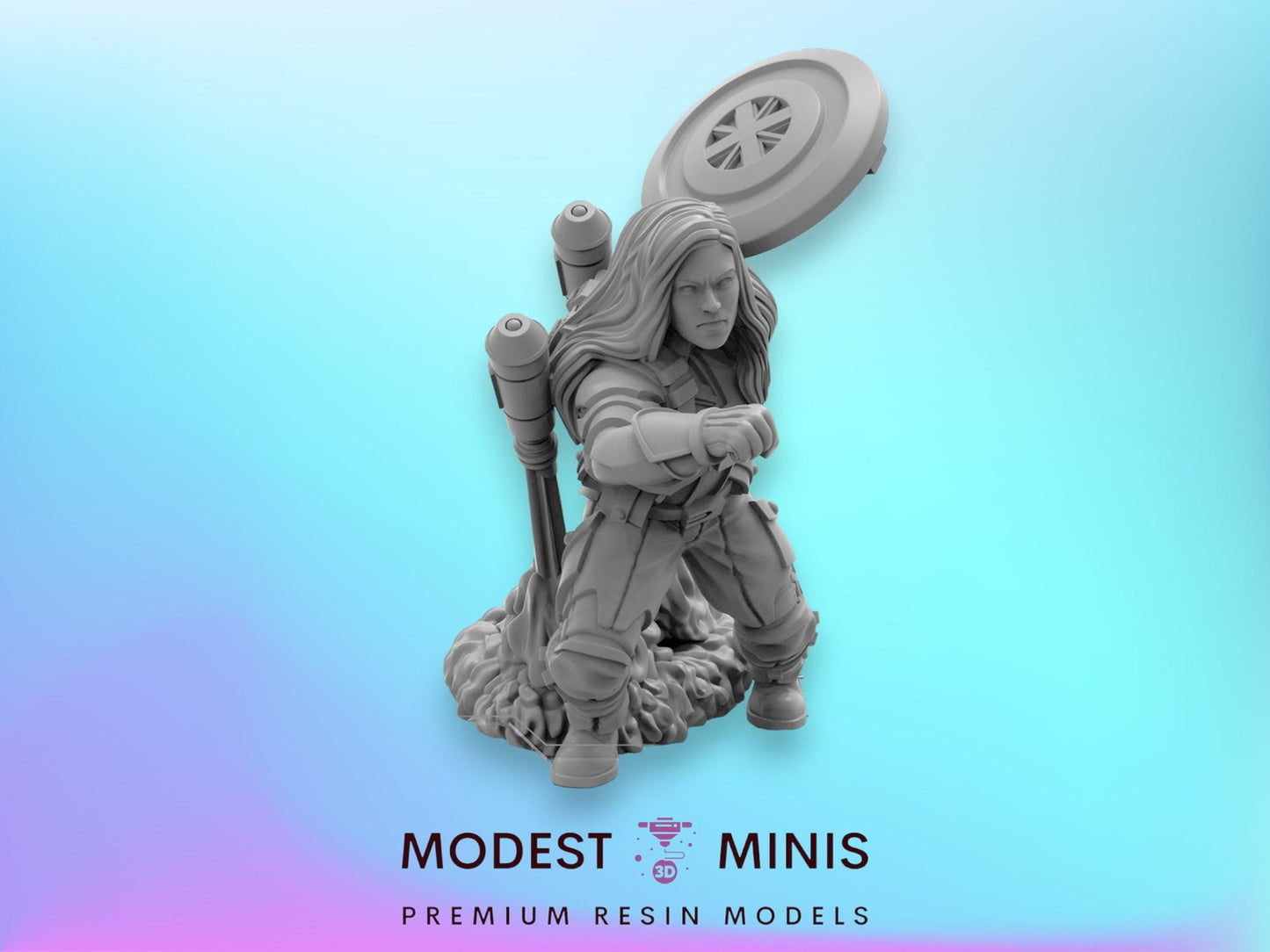 Captain Excalibur D - 40mm  Miniature | Crisis Protocol Proxy | Trident