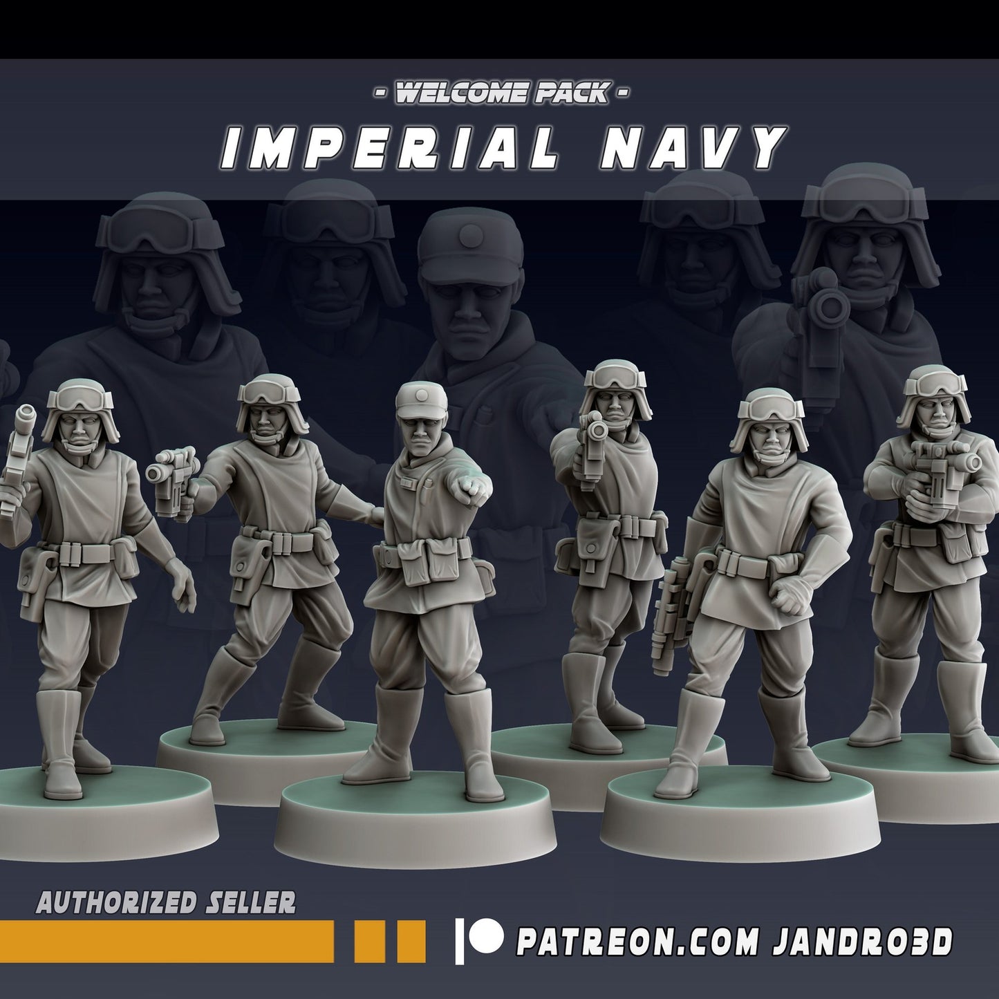 6pc Imperial Navy Set - 28mm - 40mm Scale | Jandro | Star Wars Legion Mini