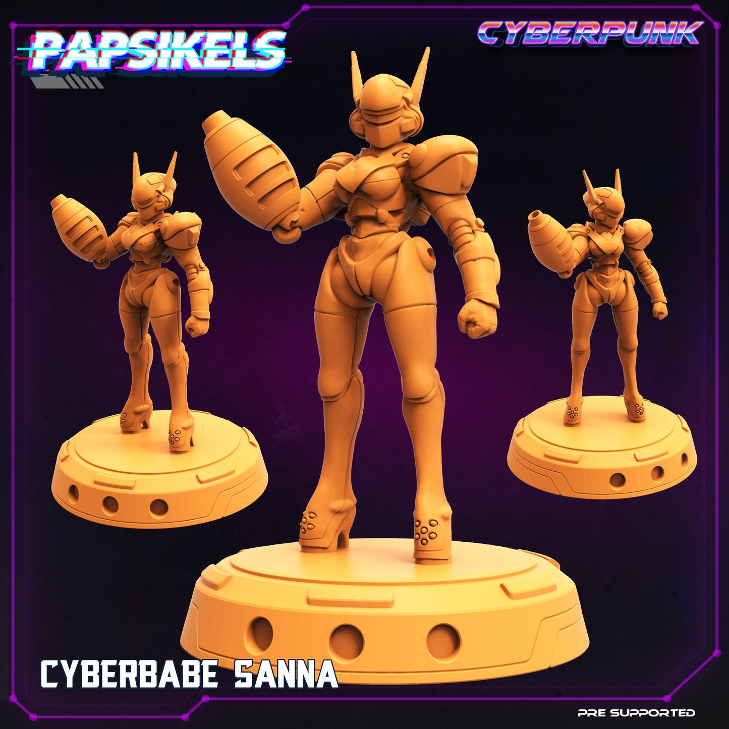 4pc Flying Cyberbabes Set - 32mm Scale Cyberpunk Miniature  | Law Upholders | Papsikels