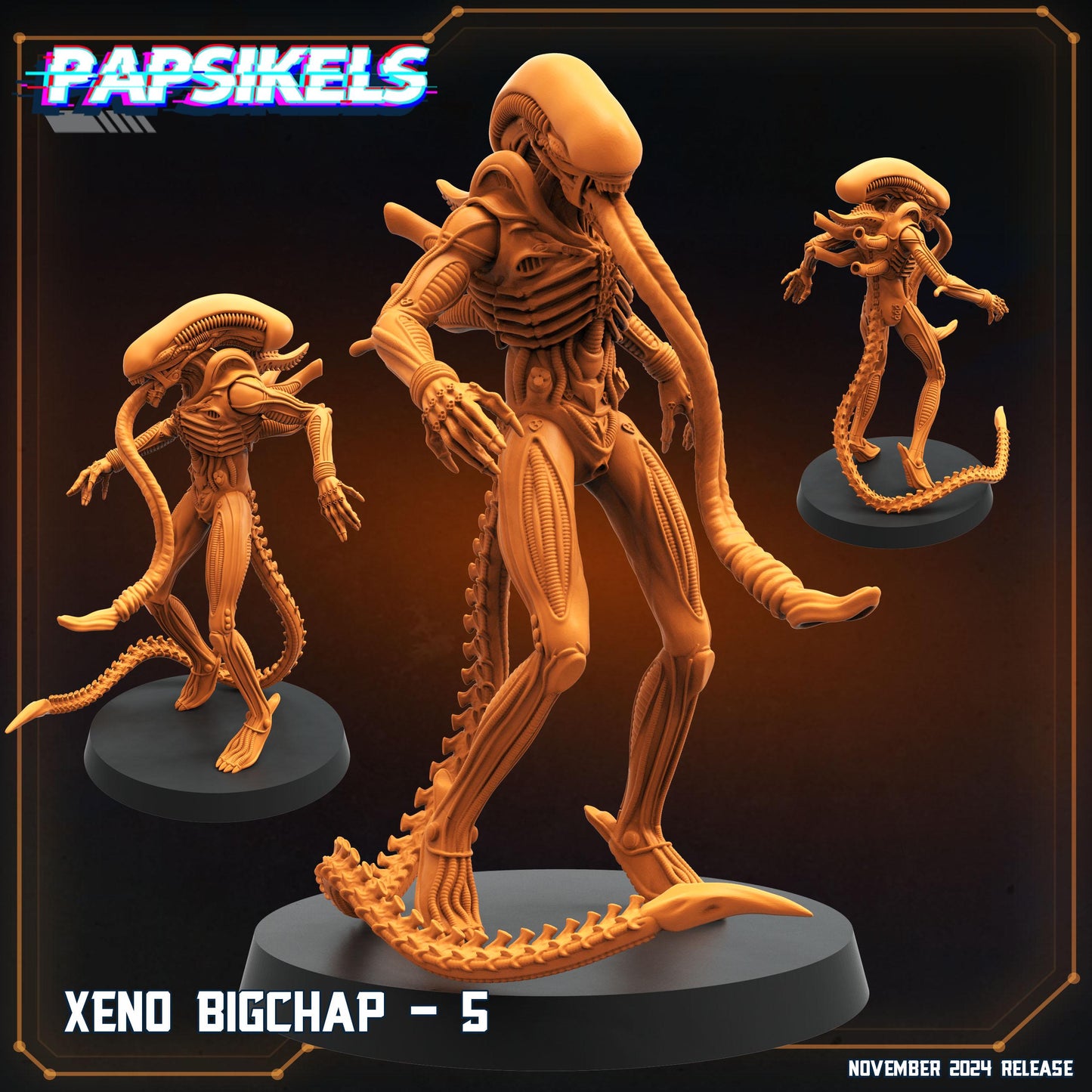 7pc Big Chap Set Xeno - 32mm Scale Alien Miniature | RPG | Sci fi | Cyberpunk | Role Playing | DnD | Papsikel