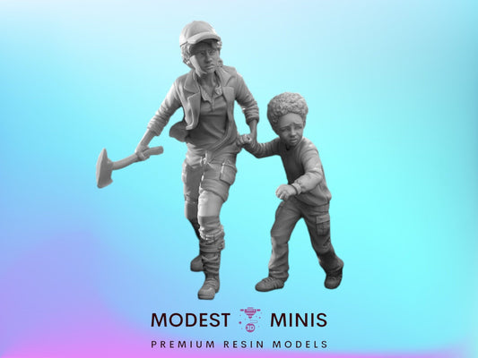 Survivors kids Claire and Arthur | 28mm 32mm | Zombicide | Vaultz